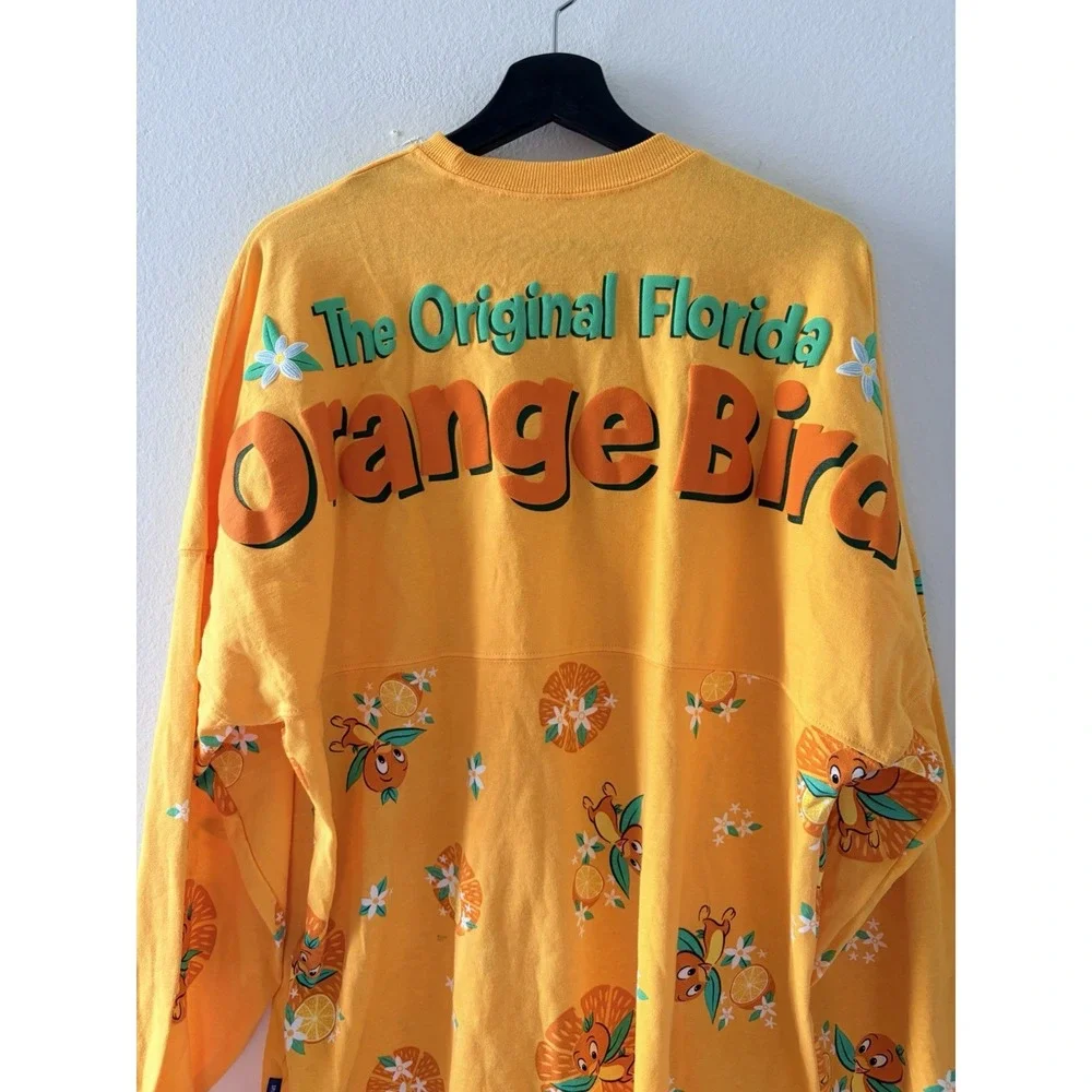 Disney Parks Orange Bird Spirit Jersey Long Sleeve Yellow All Over Print Size L